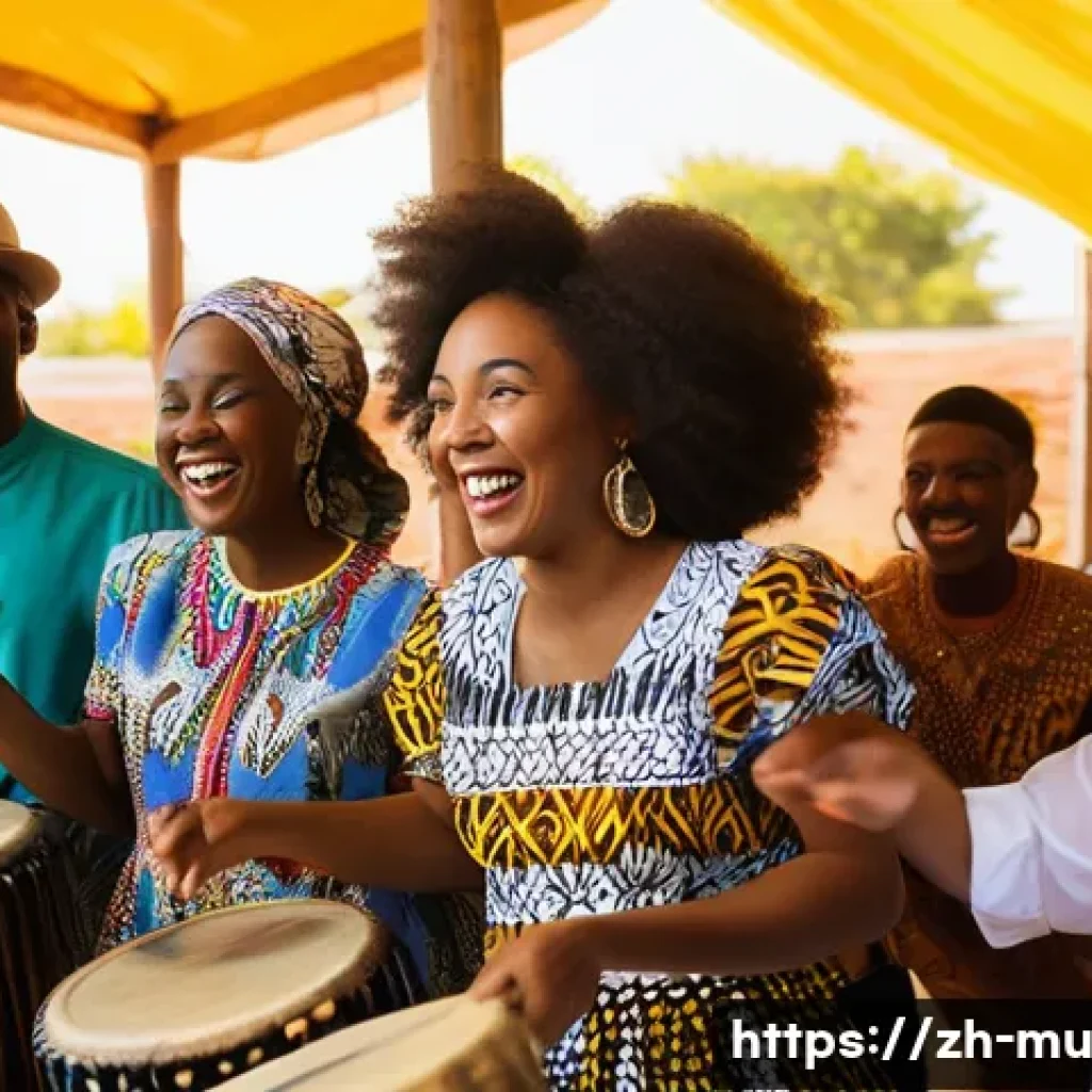 월드 뮤직 연구 - **Prompt: "Vibrant Afrobeats Celebration"**
    A group of diverse people, ranging from young adults...