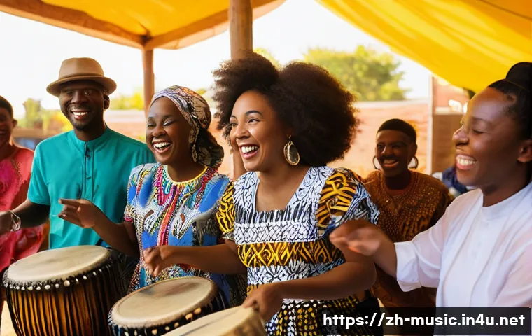 월드 뮤직 연구 - **Prompt: "Vibrant Afrobeats Celebration"**
    A group of diverse people, ranging from young adults...