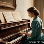 클래식 음악 연주법 - **Prompt 1: The Scholar Musician's Discovery**
    A young female classical pianist, elegantly dress...