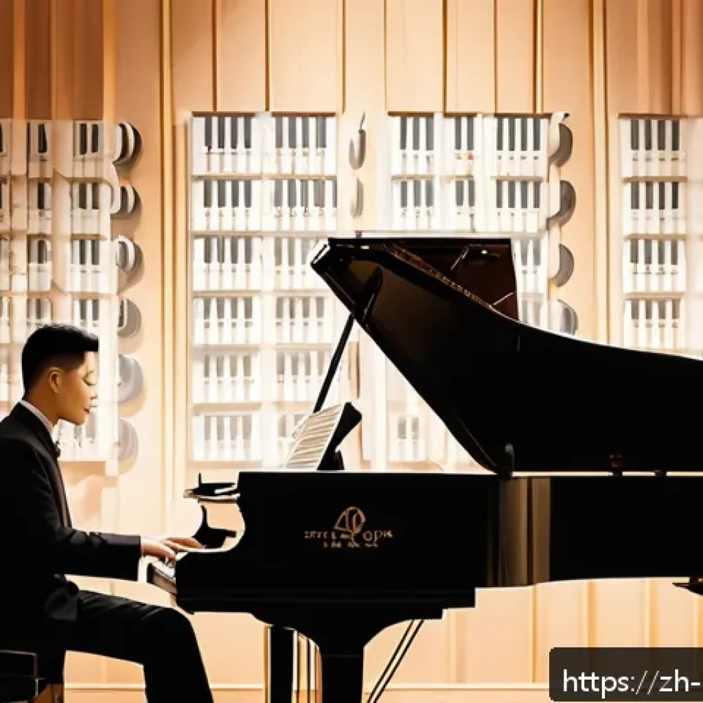 재즈 화성 분석 - A sophisticated jazz club interior scene featuring a pianist playing an extended jazz chord progress...