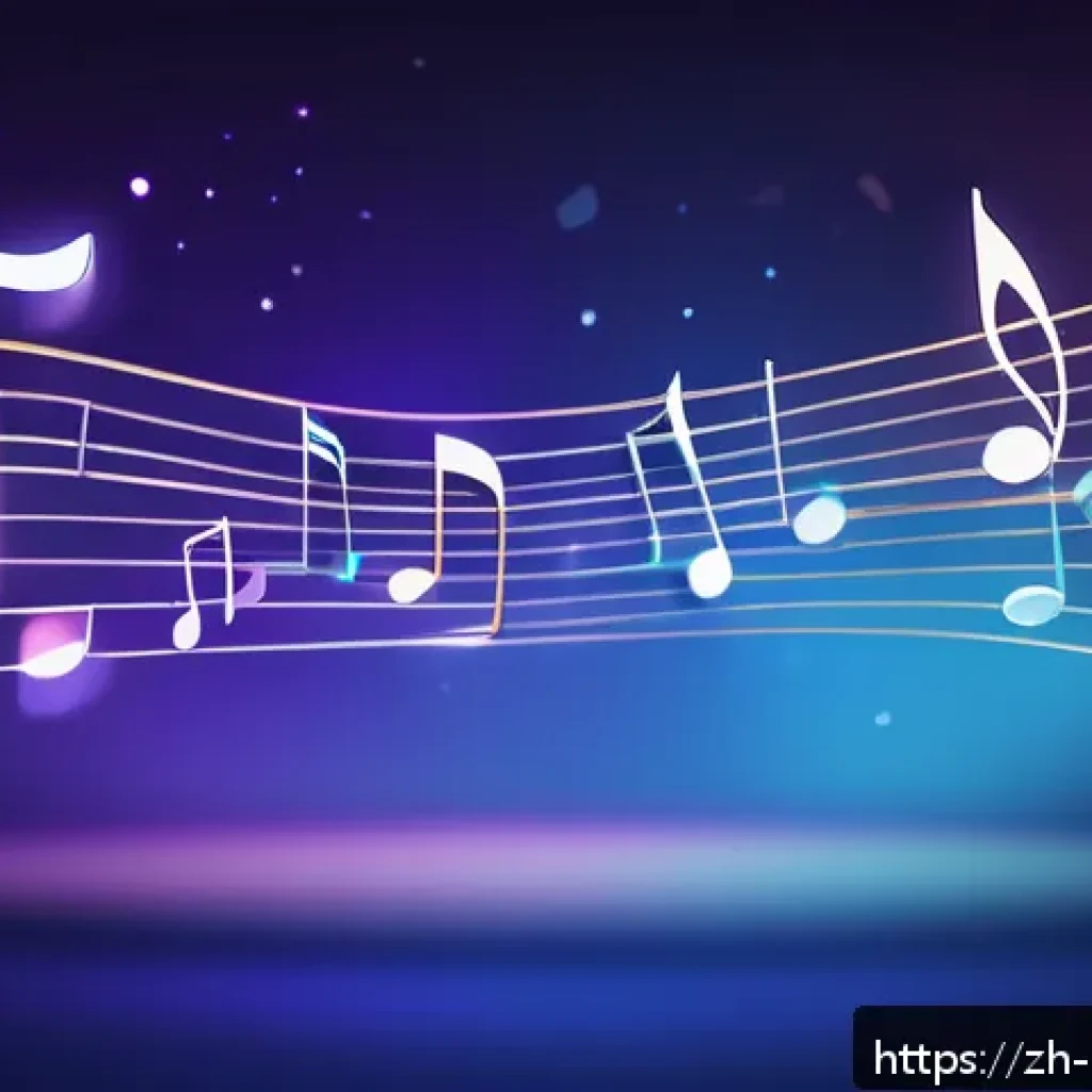 선율 작곡 법칙 - A visually striking abstract representation of a flowing musical melody line, illustrating smooth co...